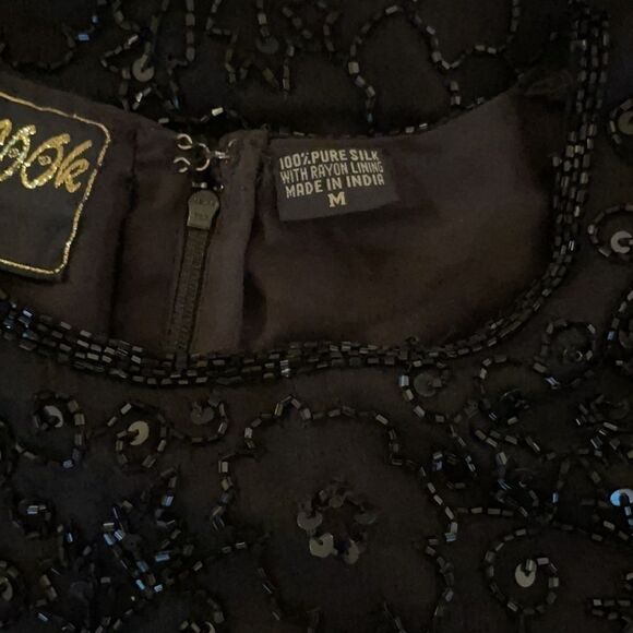 New Look Black Silk and Beaded Tunic Blouse‎ - Picture 6 of 7